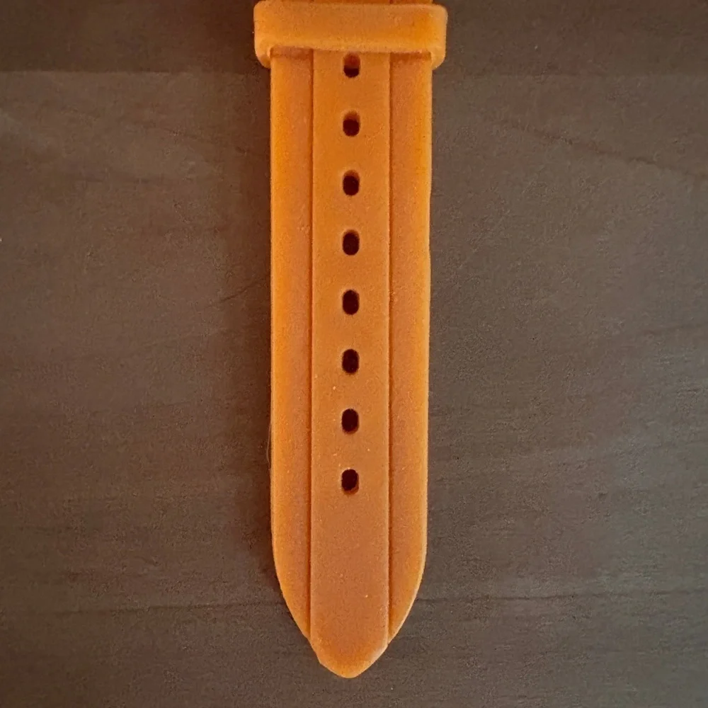 Geneva Platinum Orange Dial Crystal Bezel & Orange Rubber Band Watch